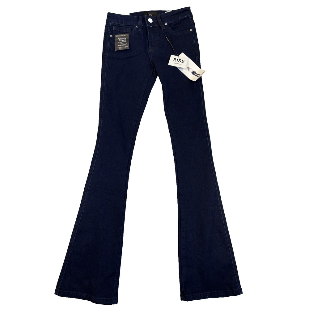 Rise Supply Co. Women's 00/23 Indigo‎ Wash Bootcut Jeans Sexy Slimming Hip Hop
